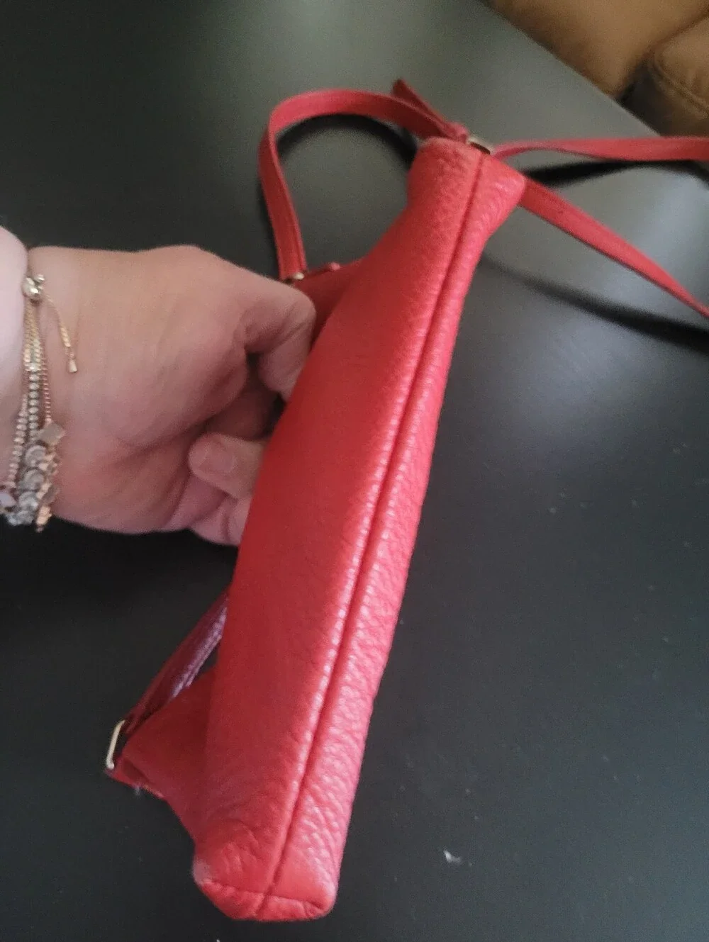Cole Haan Red Pebbled Leather Crossbody Wristlet